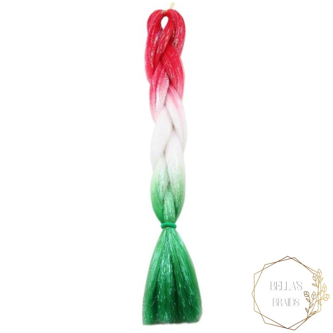 Glitter Jumbo Braid - Christmas - Red/White/Green