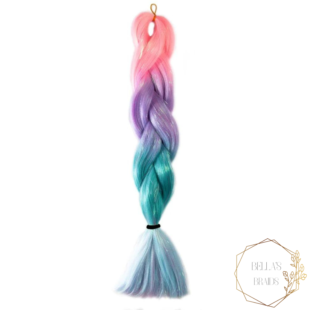 Glitter Jumbo Braid - Mermaid Glitter - Light Pink/Purple/Blue